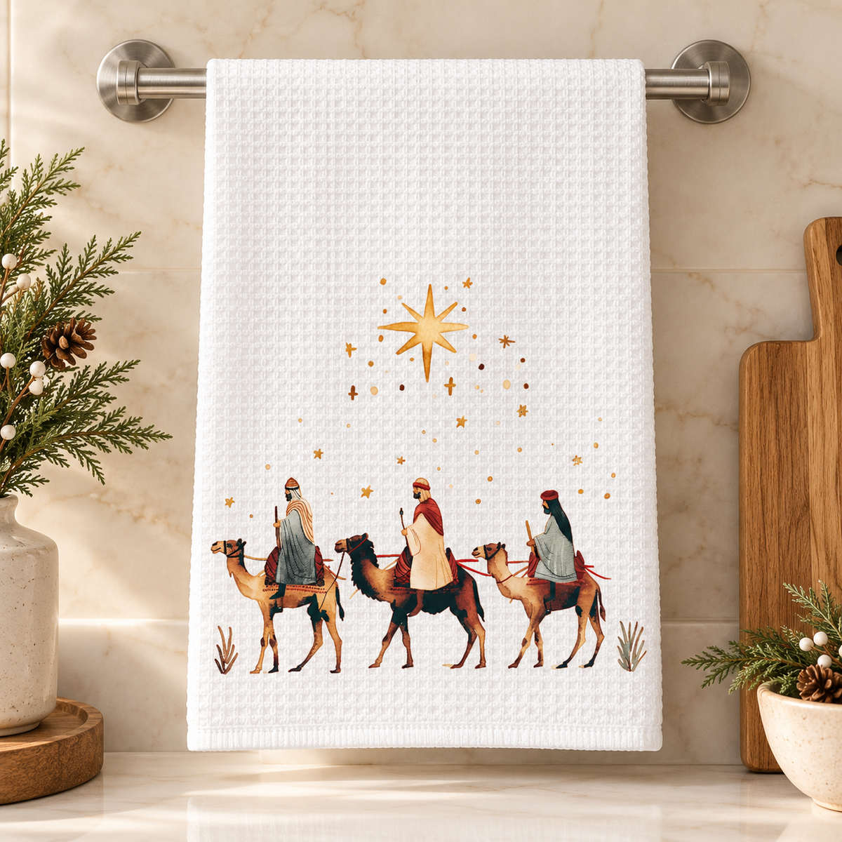 Three Wise Men Waffle Kitchen Towel