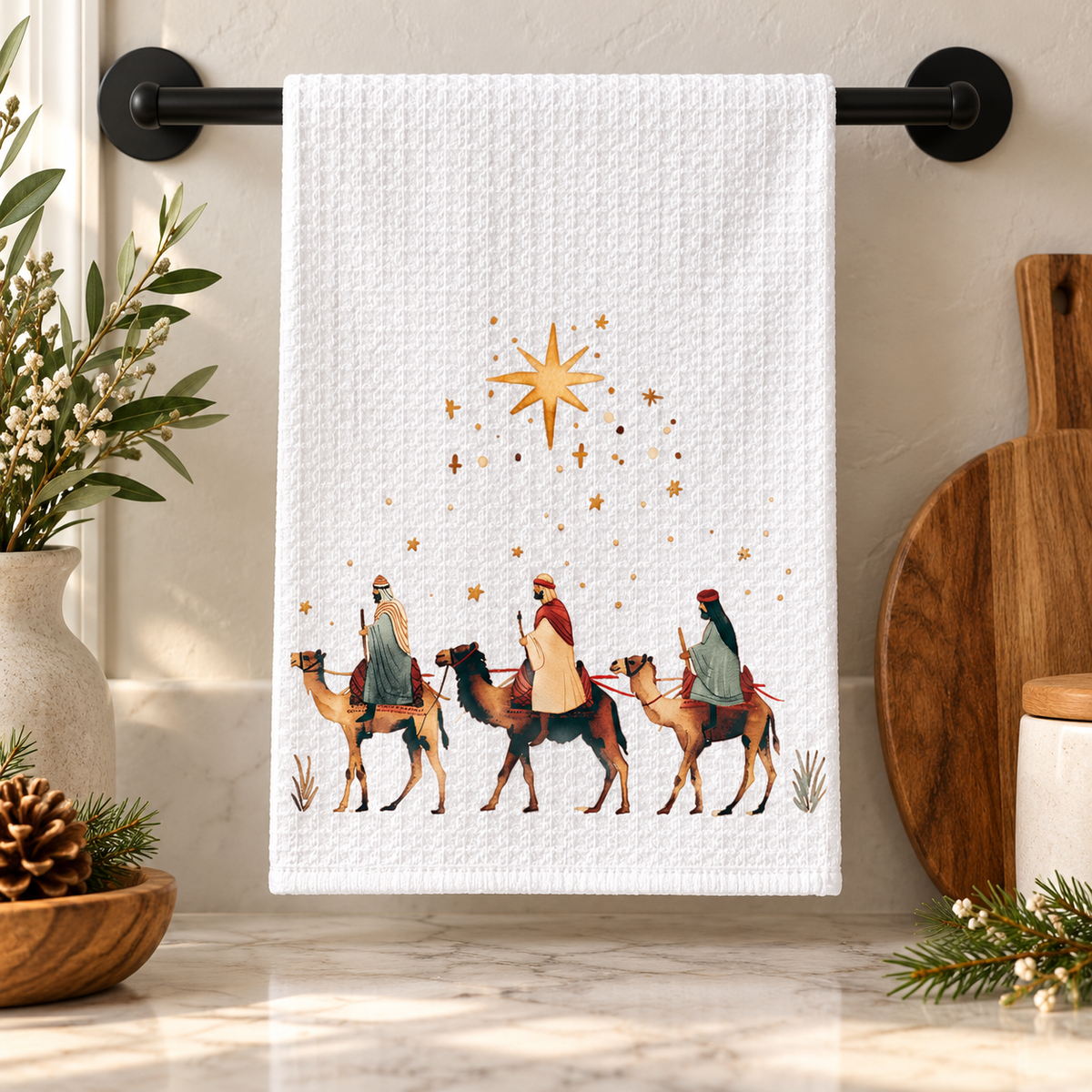 Three Wise Men Waffle Kitchen Towel