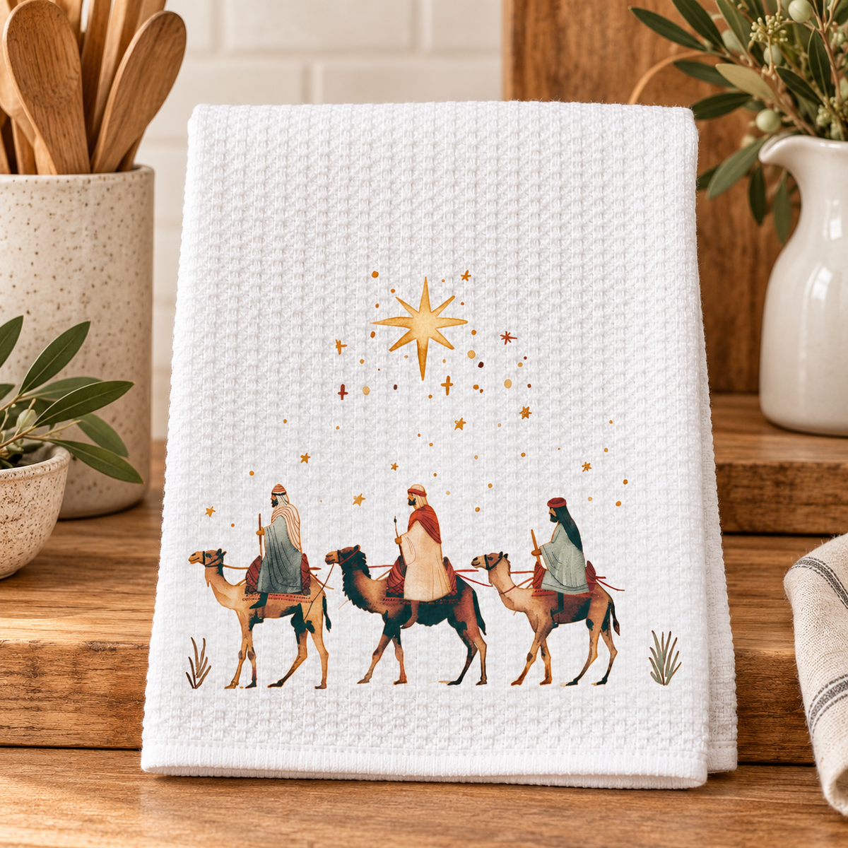 Three Wise Men Waffle Kitchen Towel