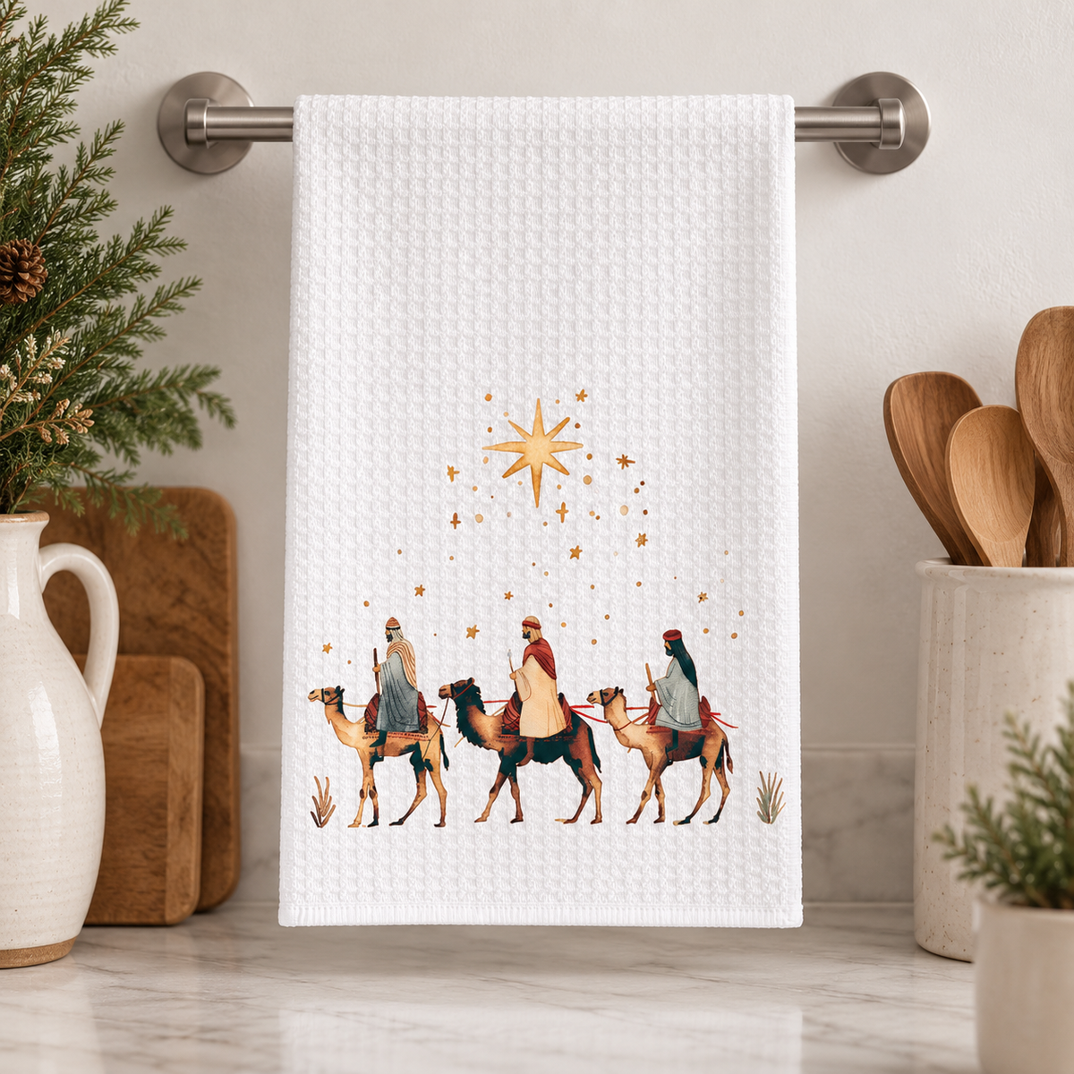 Three Wise Men Waffle Kitchen Towel