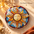 Stained Glass Sun Ceramic Coaster