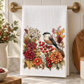 Autumn Chickadee Waffle Kitchen Towel