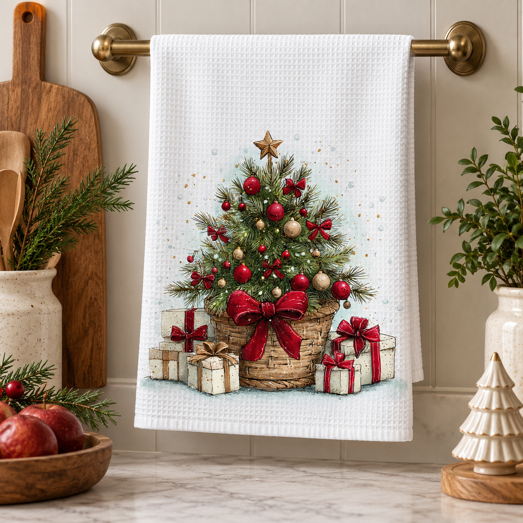 Christmas Tree Waffle Kitchen Towel