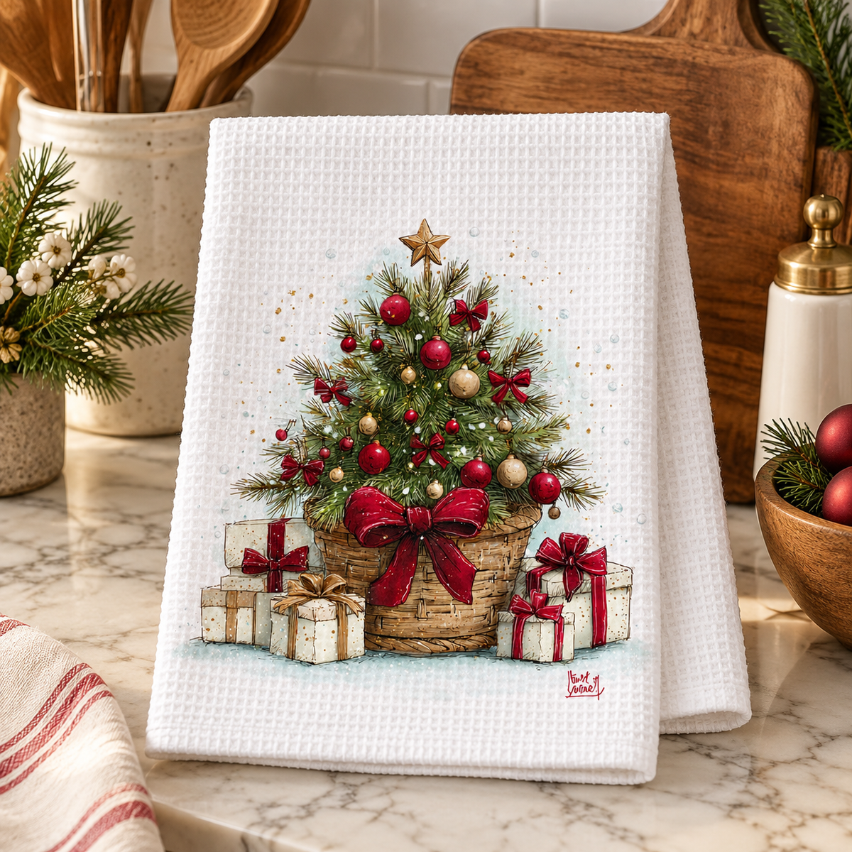 Christmas Tree Waffle Kitchen Towel