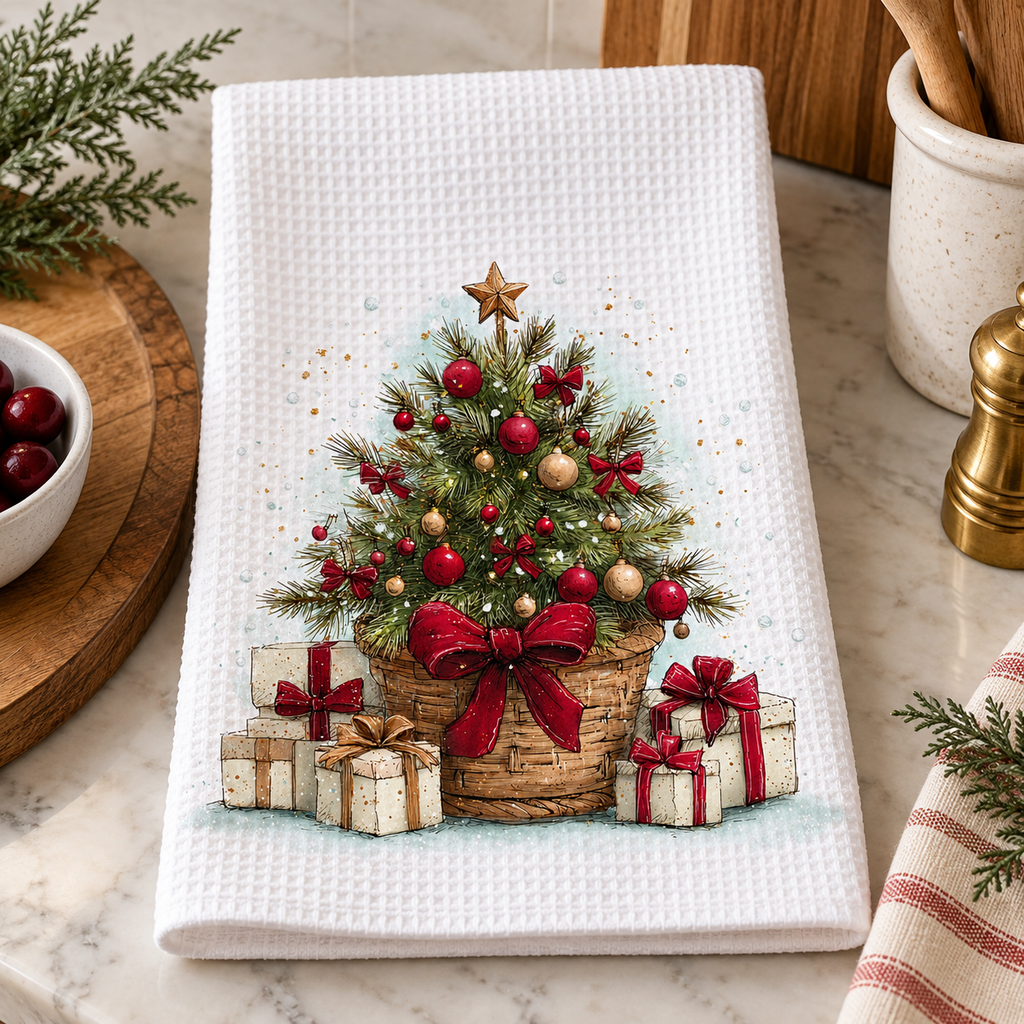 Christmas Tree Waffle Kitchen Towel