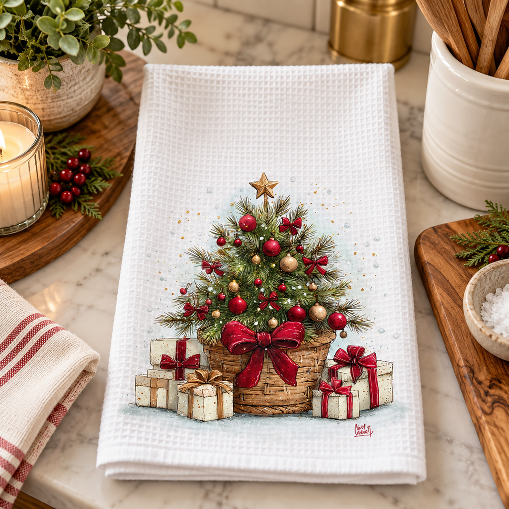 Christmas Tree Waffle Kitchen Towel