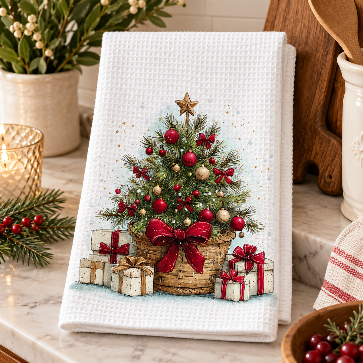 Christmas Tree Waffle Kitchen Towel