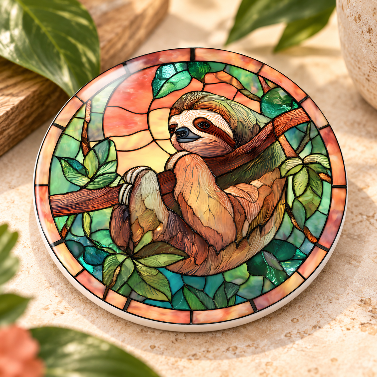 Sloth Ceramic Coaster – Tropical Jungle Design