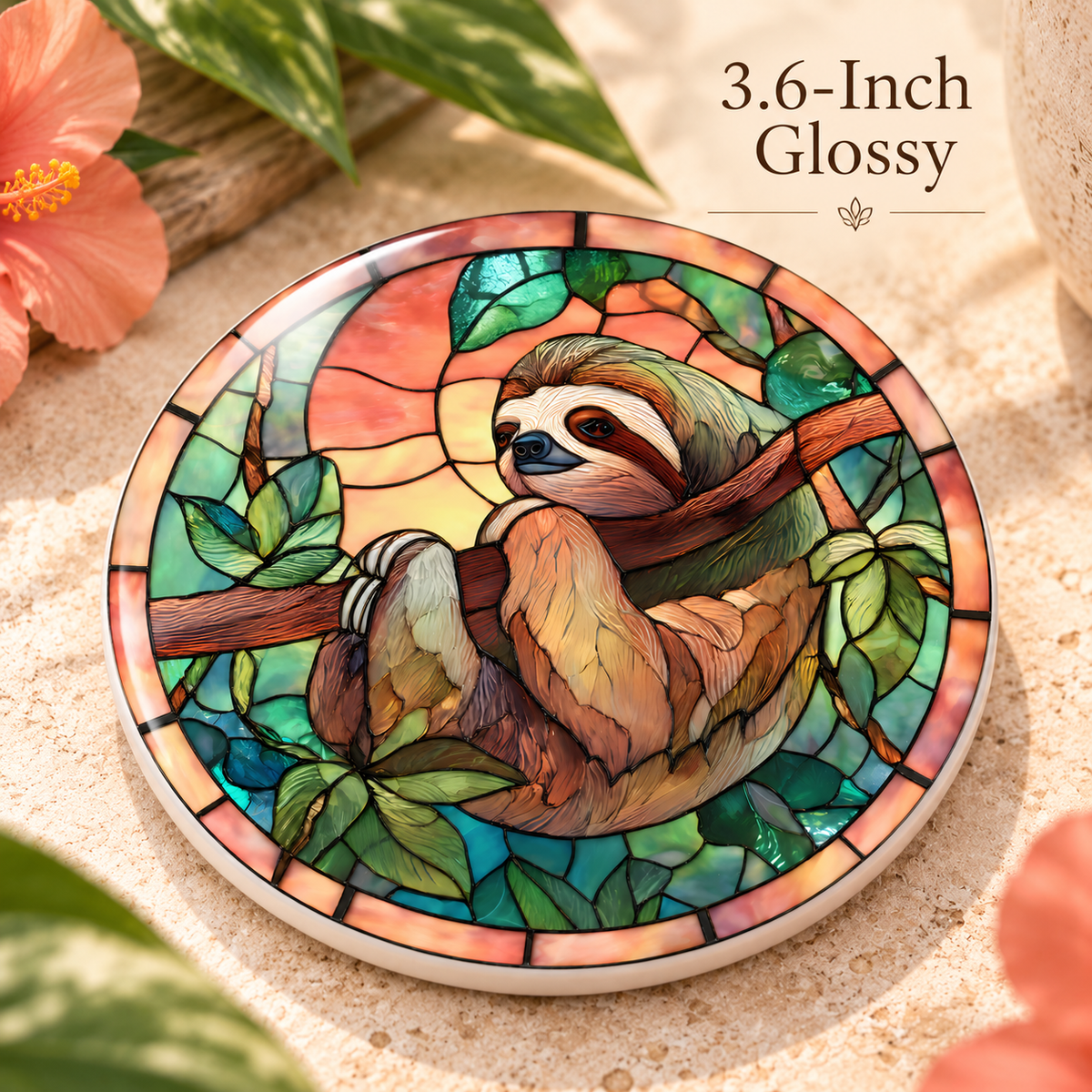 Sloth Ceramic Coaster – Tropical Jungle Design