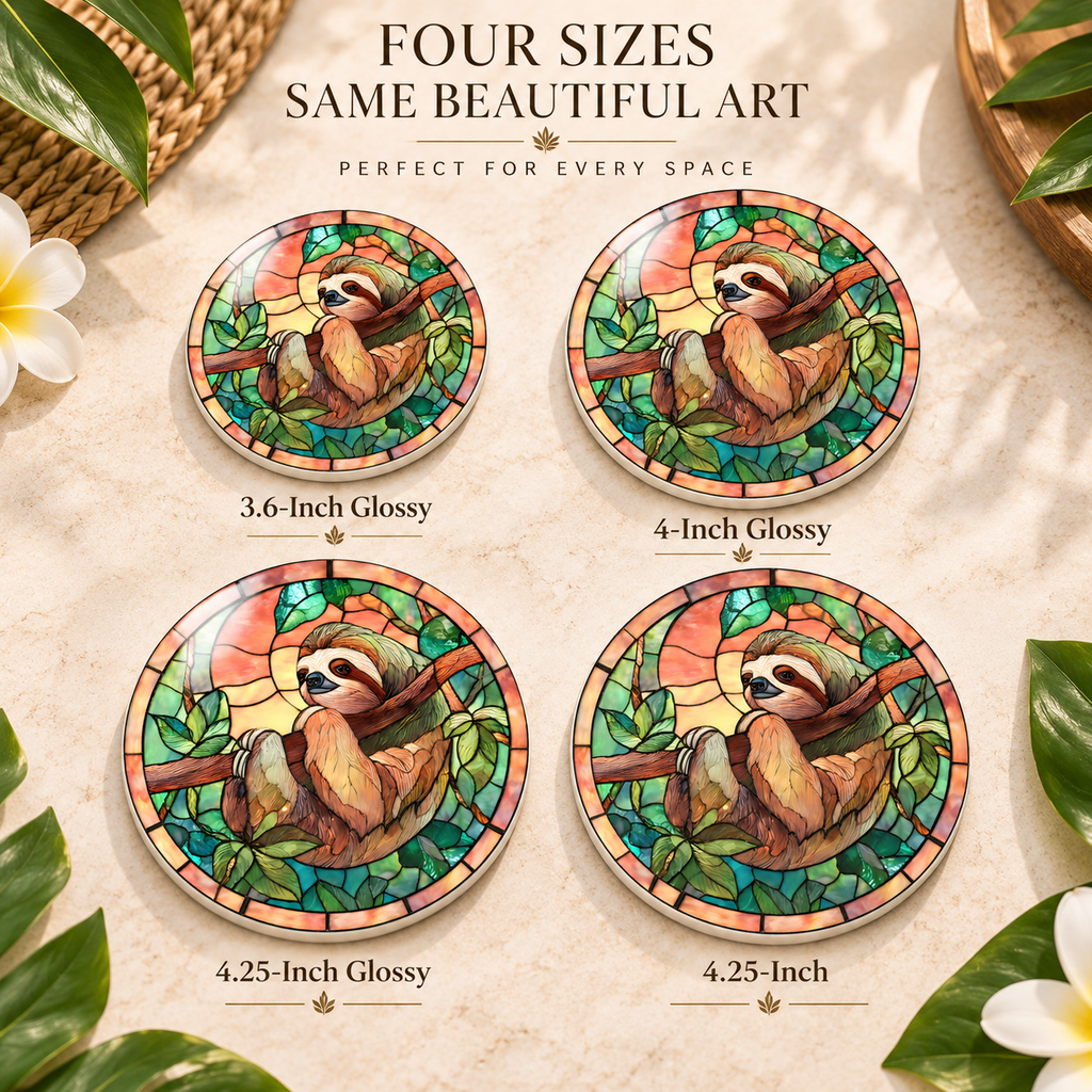 Sloth Ceramic Coaster – Tropical Jungle Design