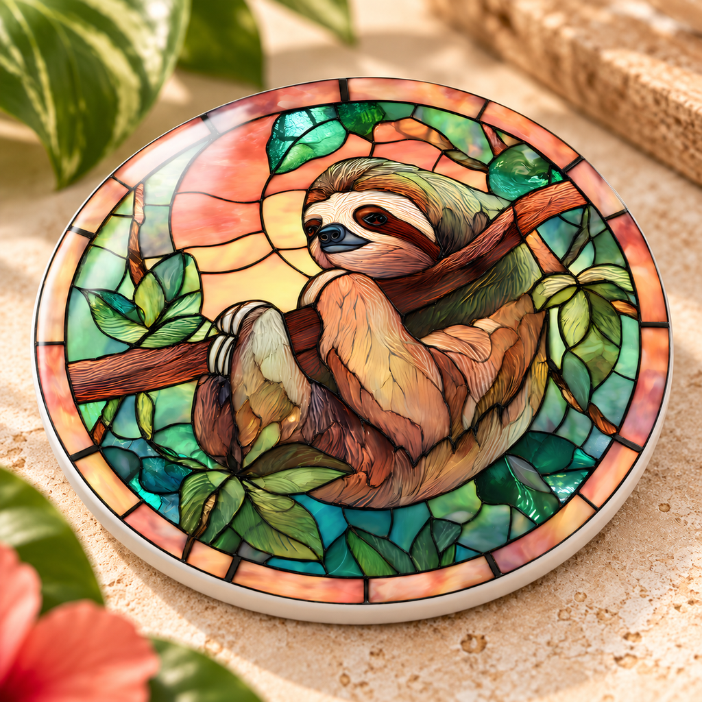 Sloth Ceramic Coaster – Tropical Jungle Design