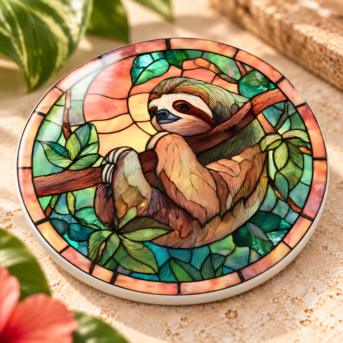 Sloth Ceramic Coaster – Tropical Jungle Design