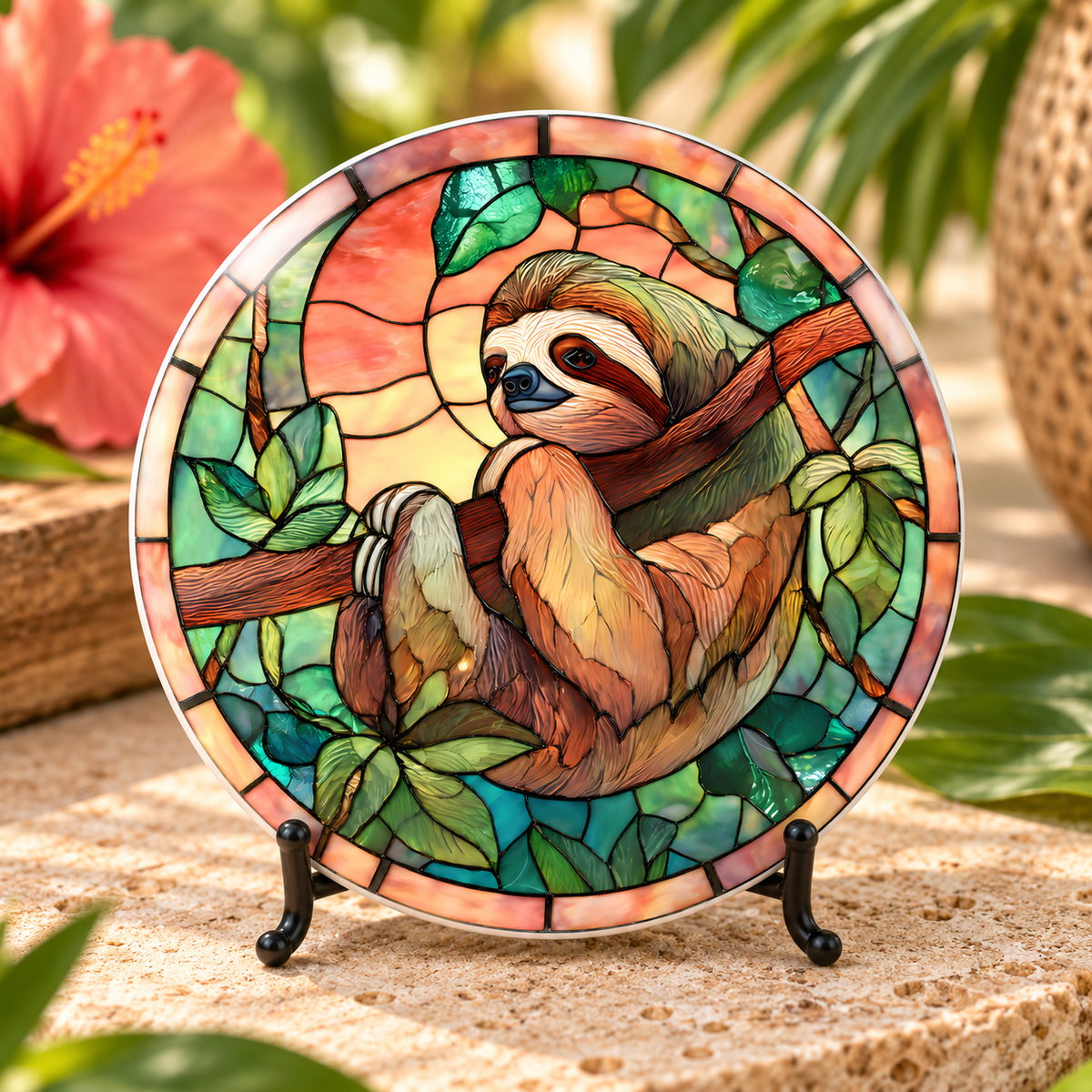 Sloth Ceramic Coaster – Tropical Jungle Design