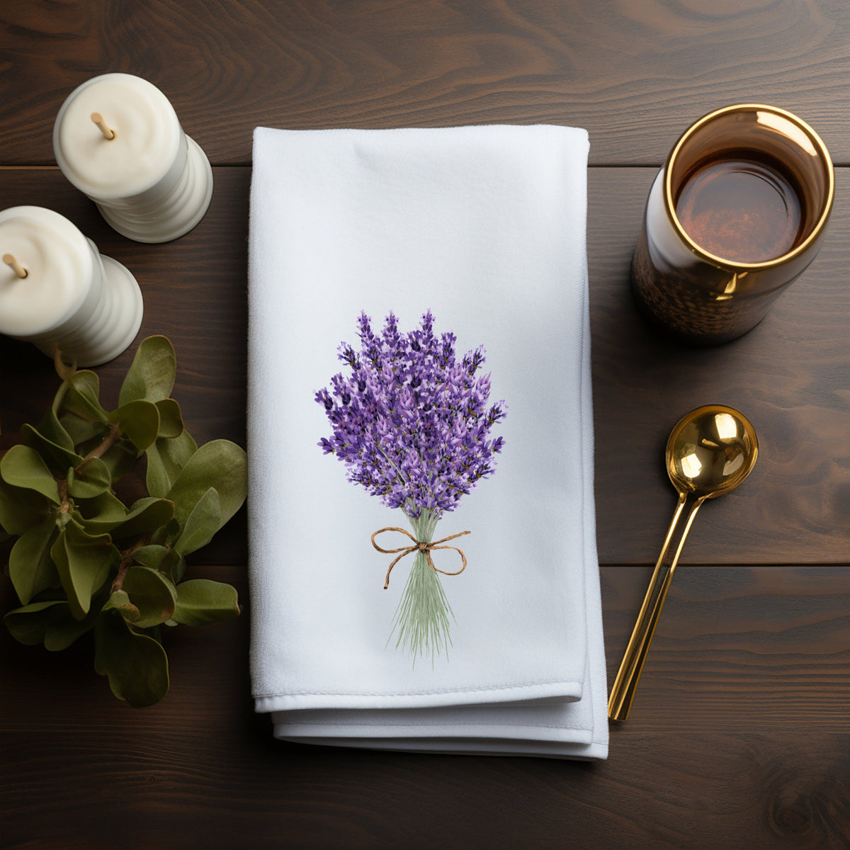 Lavender Bouquet Hand Towel: Elegant Kitchen or Bath Decor