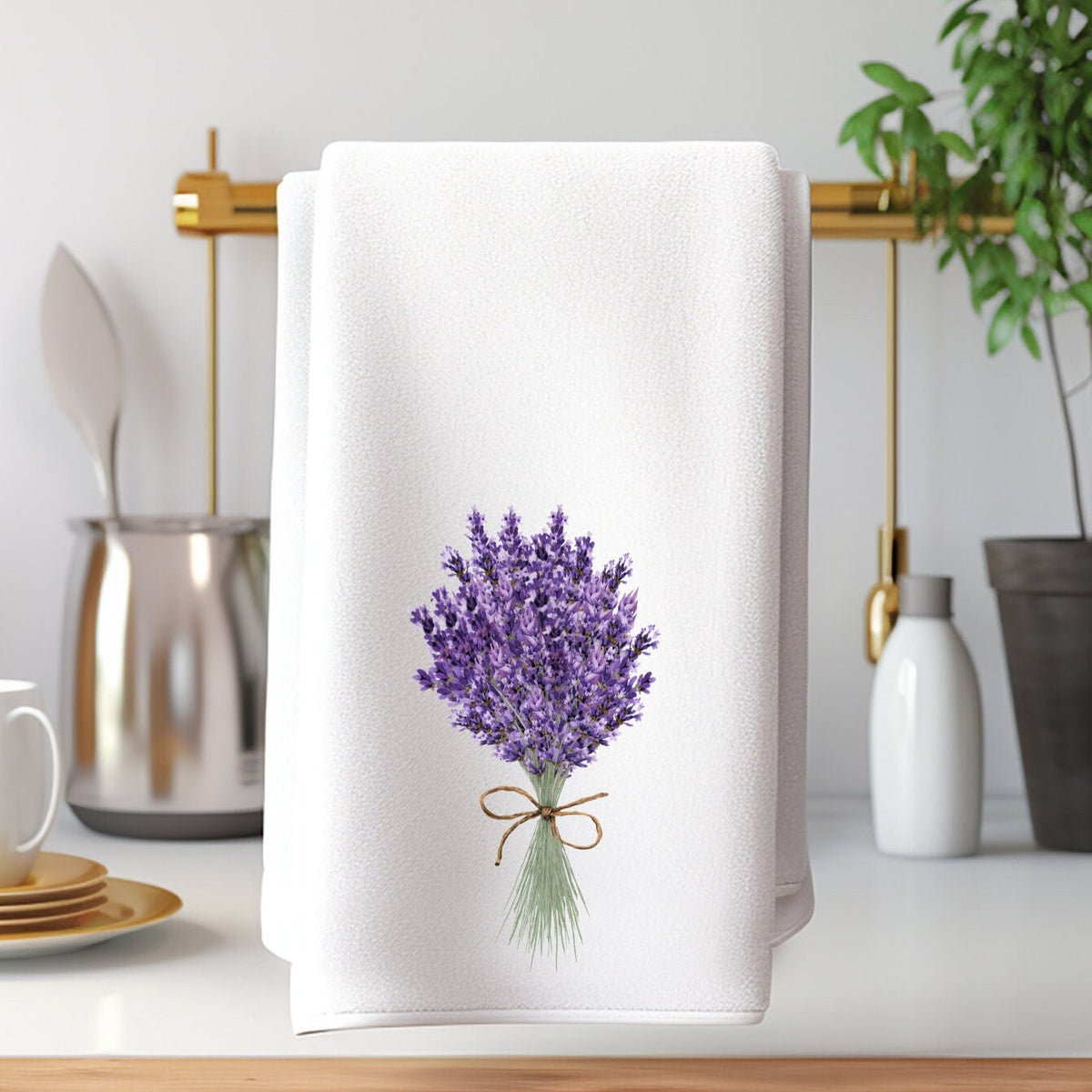 Lavender Bouquet Hand Towel: Elegant Kitchen or Bath Decor