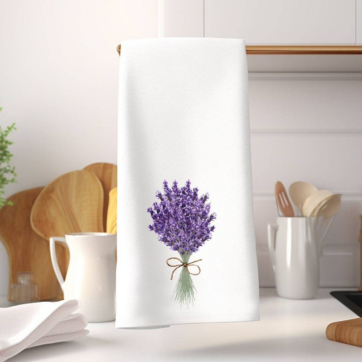 Lavender Bouquet Hand Towel: Elegant Kitchen or Bath Decor