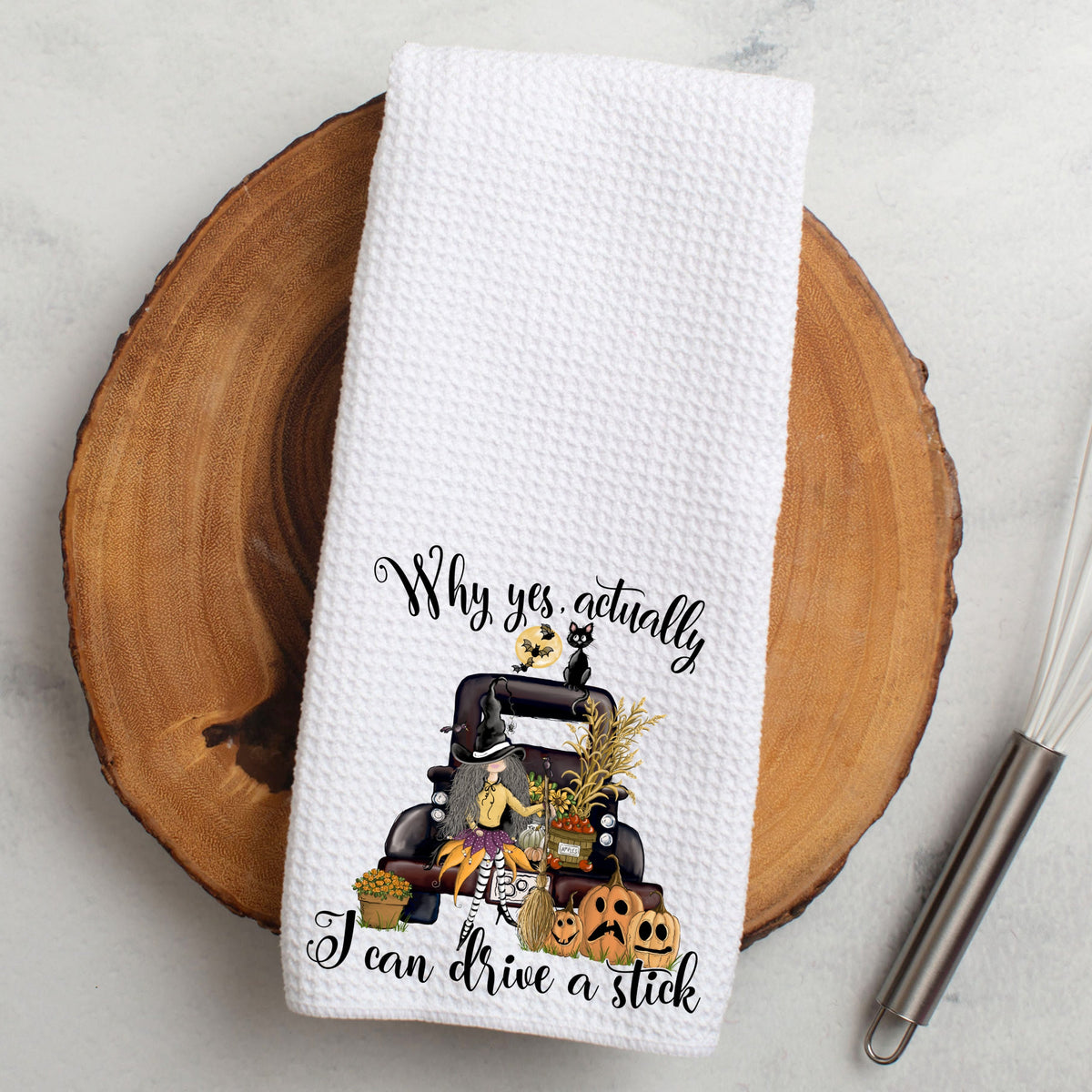 Halloween Waffle Weave Dish Towel: Witchy Kitchen Decor