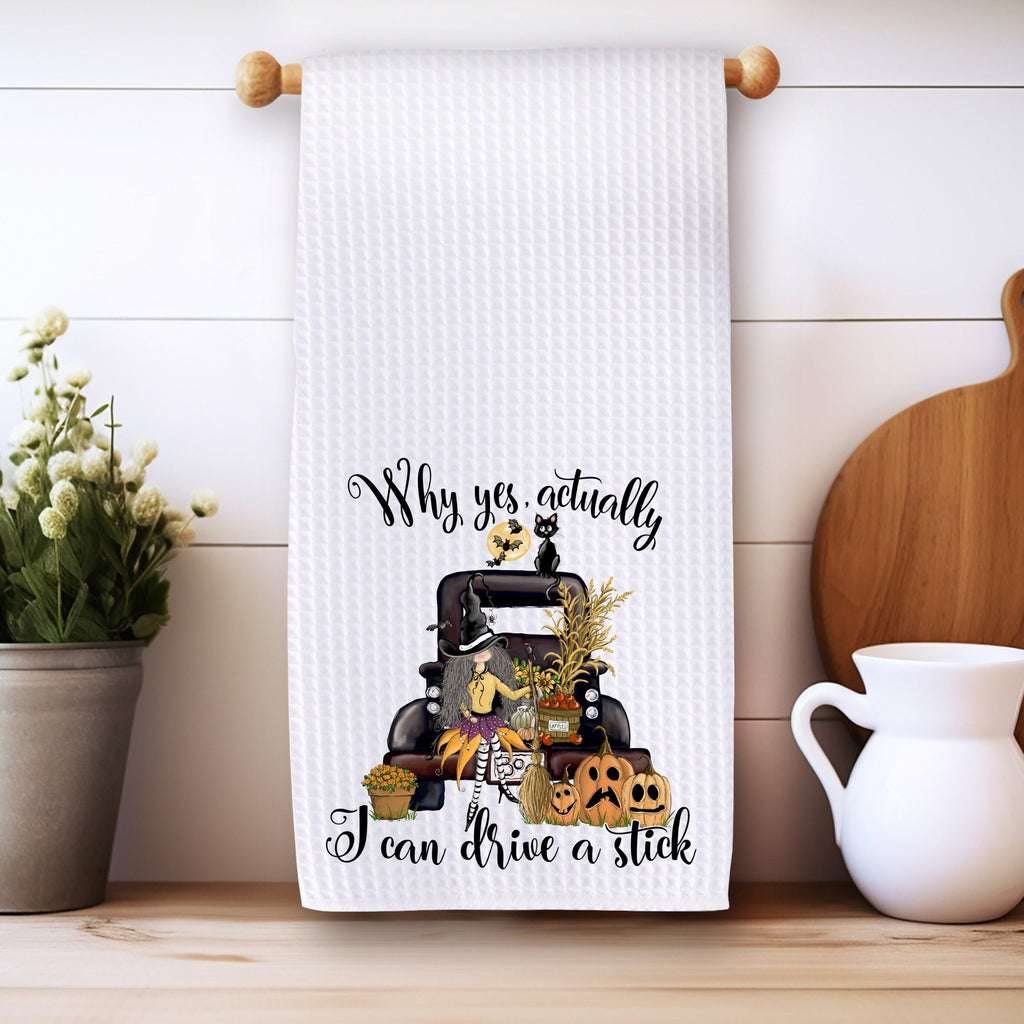 Halloween Waffle Weave Dish Towel: Witchy Kitchen Decor