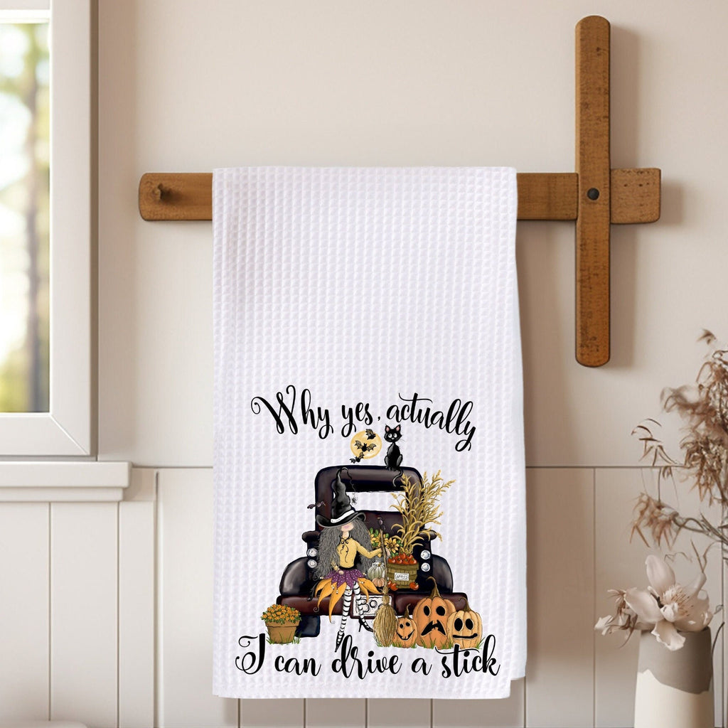 Halloween Waffle Weave Dish Towel: Witchy Kitchen Decor
