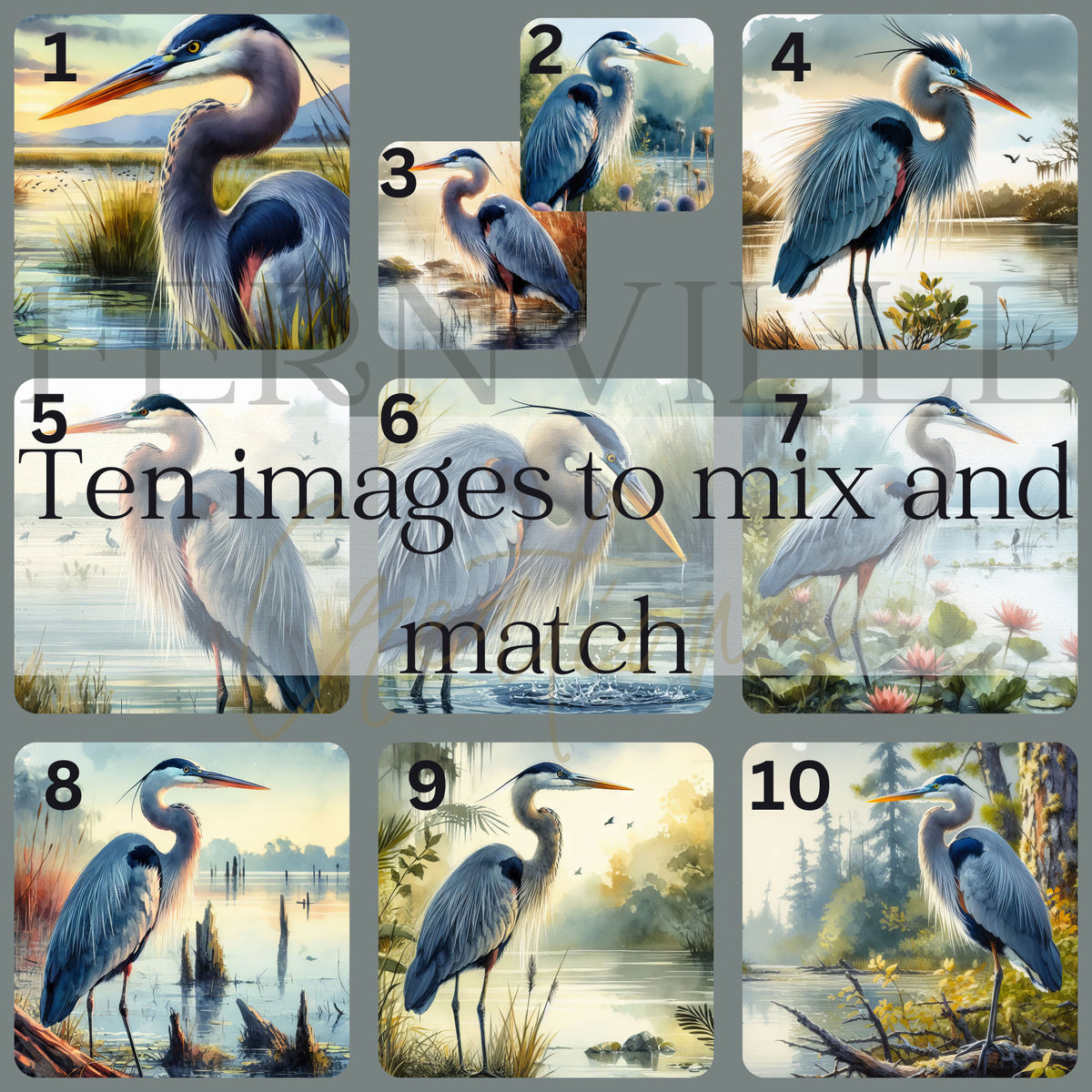 Blue Heron Coaster, Ceramic Nature Decor with Glossy Finish