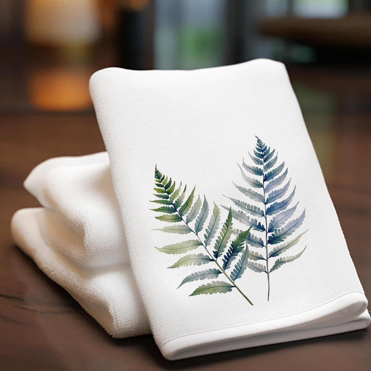 Fern Fingertip Towel, Botanical Guest Bath Decor, Greenery Bathroom Gift