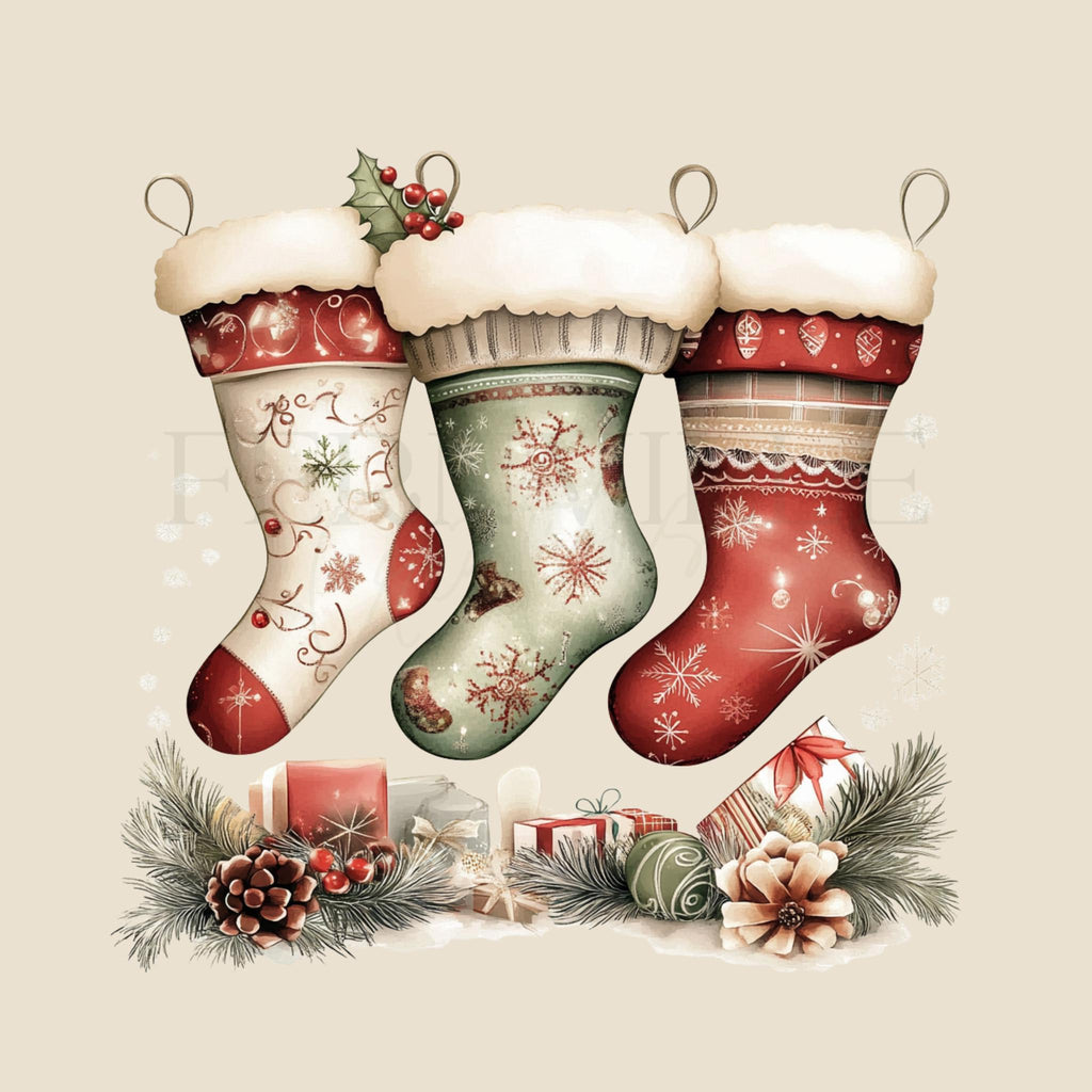 Christmas Stocking Hand Towel, Holiday Kitchen Decor