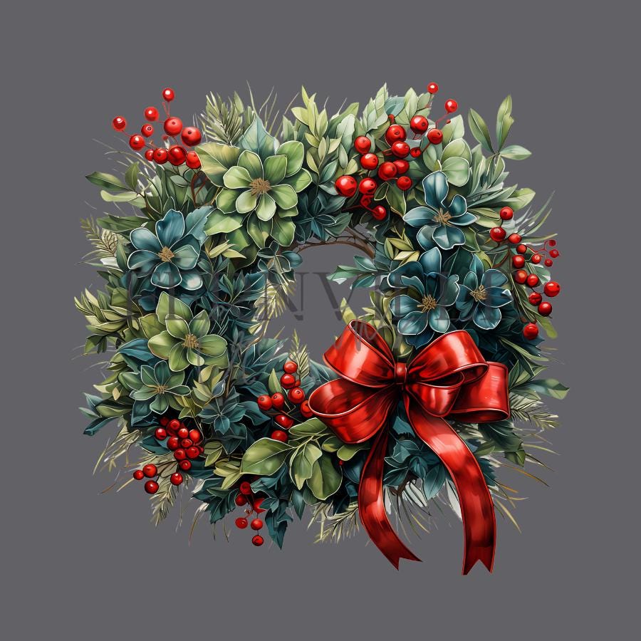 Holiday Wreath Bath Towel: Plush Polyester & Cotton Terry, Elegant Bathroom Decor