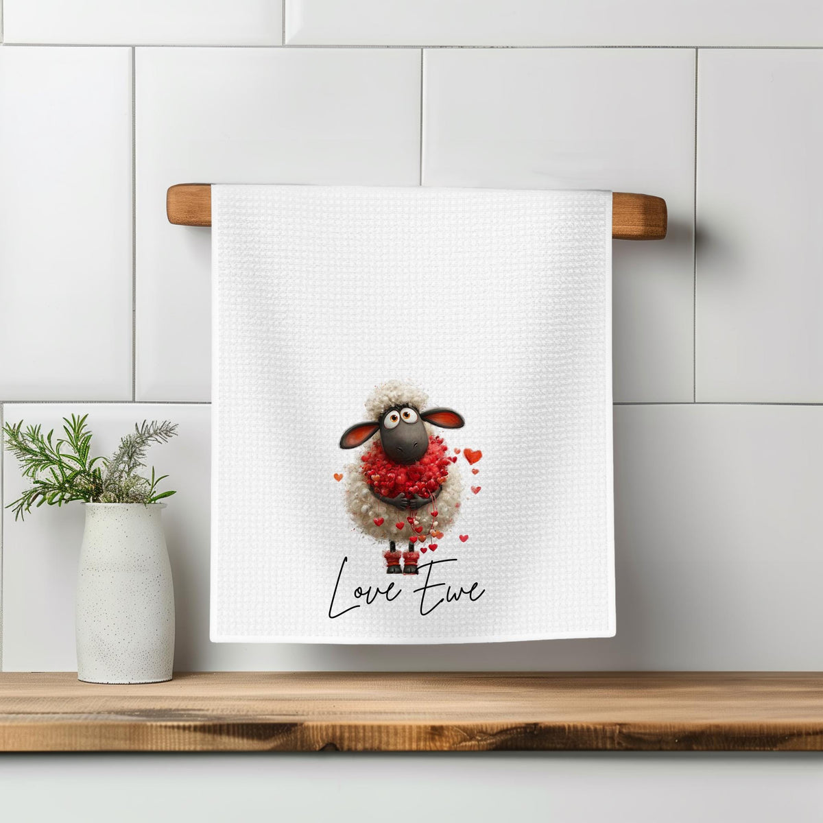 Valentine's Day Kitchen Towel: Waffle Weave Anniversary Gift