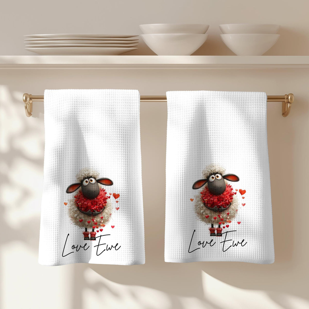 Valentine's Day Kitchen Towel: Waffle Weave Anniversary Gift