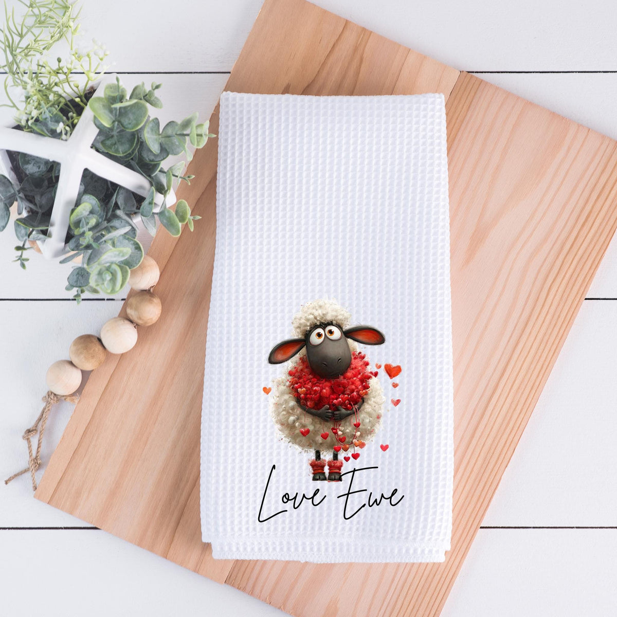 Valentine's Day Kitchen Towel: Waffle Weave Anniversary Gift