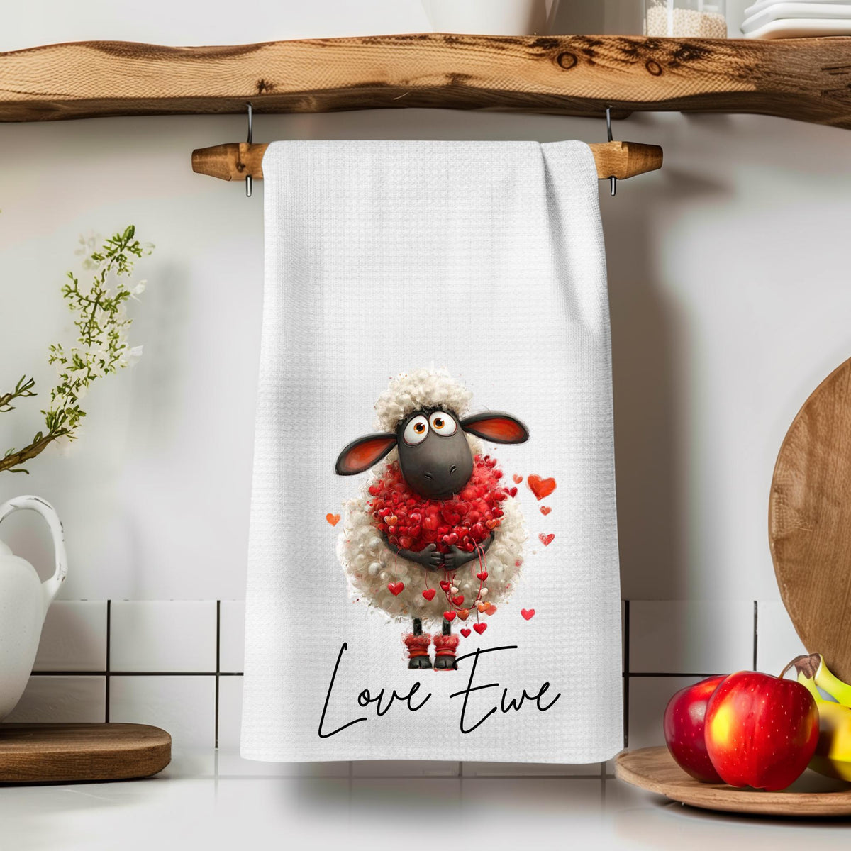 Valentine's Day Kitchen Towel: Waffle Weave Anniversary Gift