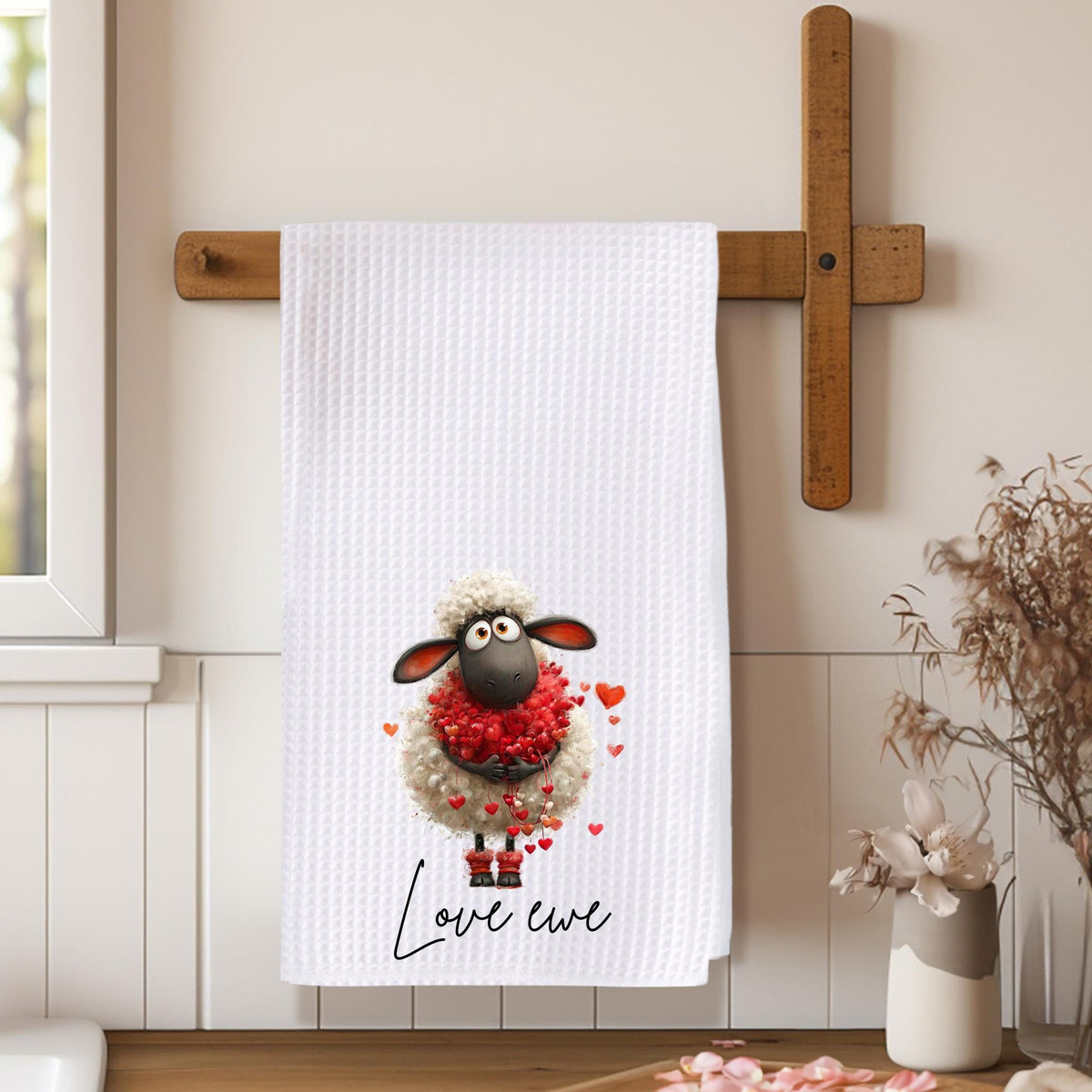 Valentine's Day Kitchen Towel: Waffle Weave Anniversary Gift