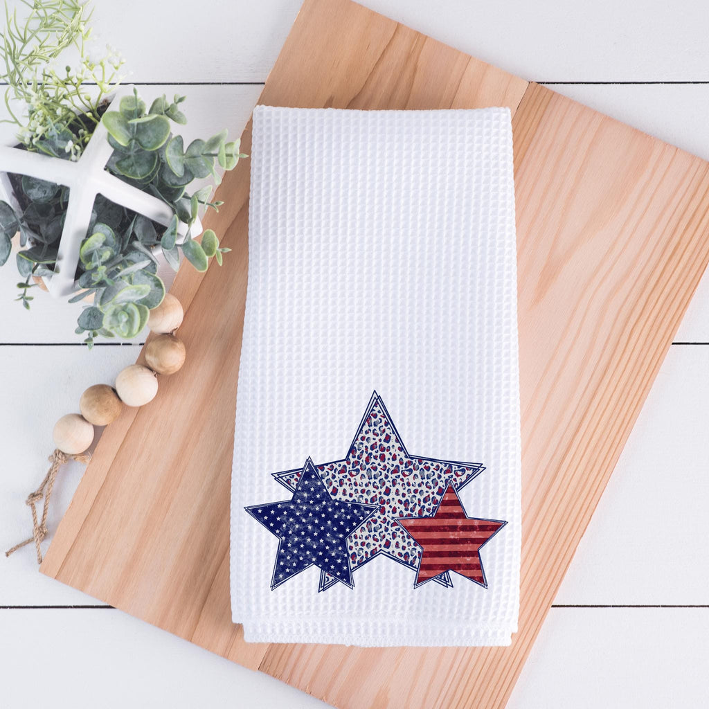 Patriotic Waffle Weave Dish Towel: Americana Kitchen Decor