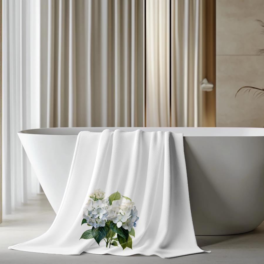 Hydrangea Bath Towel: Plush Sheared Polyester & Cotton Terrycloth