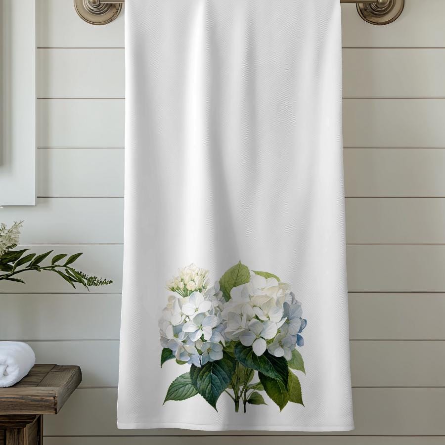 Hydrangea Bath Towel: Plush Sheared Polyester & Cotton Terrycloth
