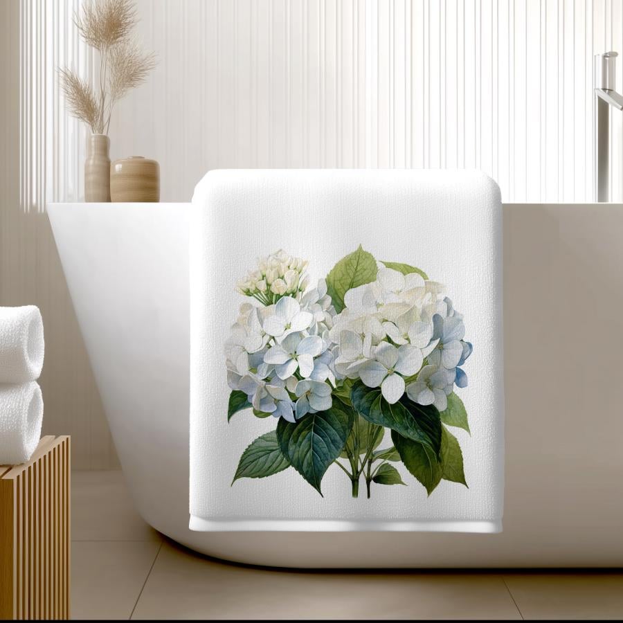 Hydrangea Bath Towel: Plush Sheared Polyester & Cotton Terrycloth