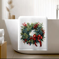 Holiday Wreath Bath Towel: Plush Polyester & Cotton Terry, Elegant Bathroom Decor
