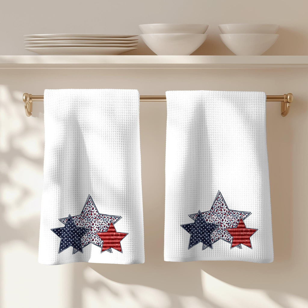 Patriotic Waffle Weave Dish Towel: Americana Kitchen Decor