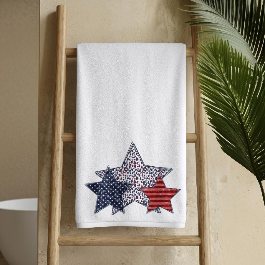 Patriotic Star Hand Towel: 4th of July Kitchen Decor
