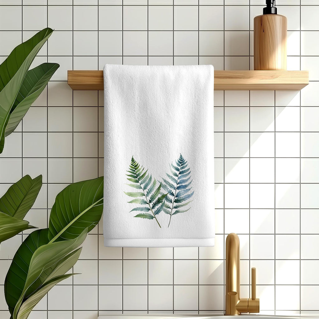 Fern Fingertip Towel, Botanical Guest Bath Decor, Greenery Bathroom Gift