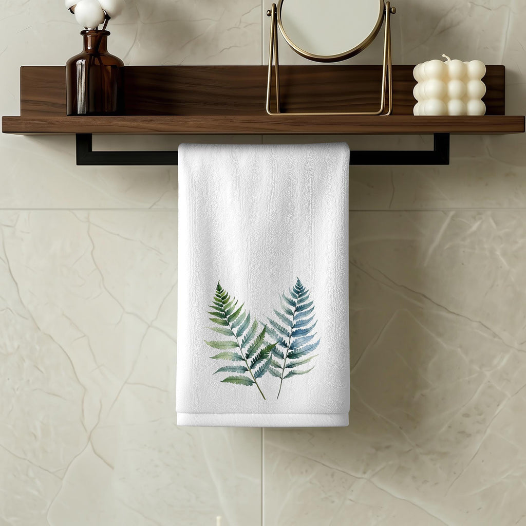 Fern Fingertip Towel, Botanical Guest Bath Decor, Greenery Bathroom Gift