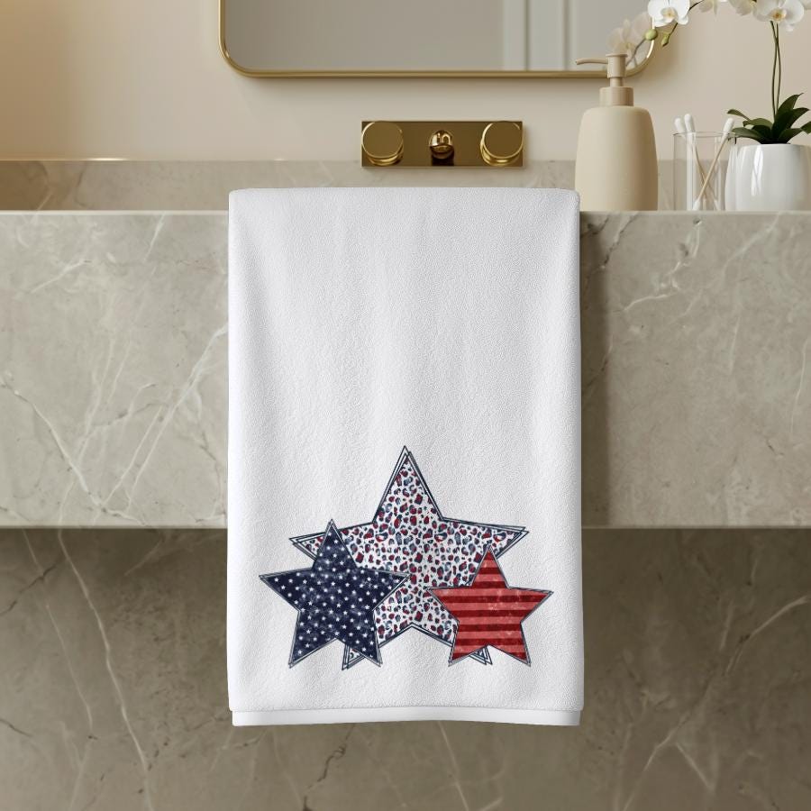 Patriotic Star Hand Towel: 4th of July Kitchen Decor