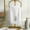 Eucalyptus Fingertip Towel, Elegant Botanical Bathroom Decor, Soft Neutral Spa Style Accent