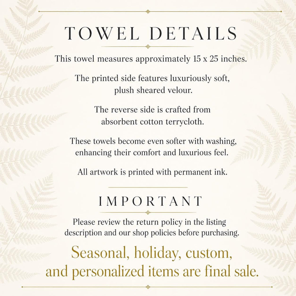 Blue Gold Botanical Hand Towel, Modern Leaf Bathroom Decor, Elegant Guest Bath Accent