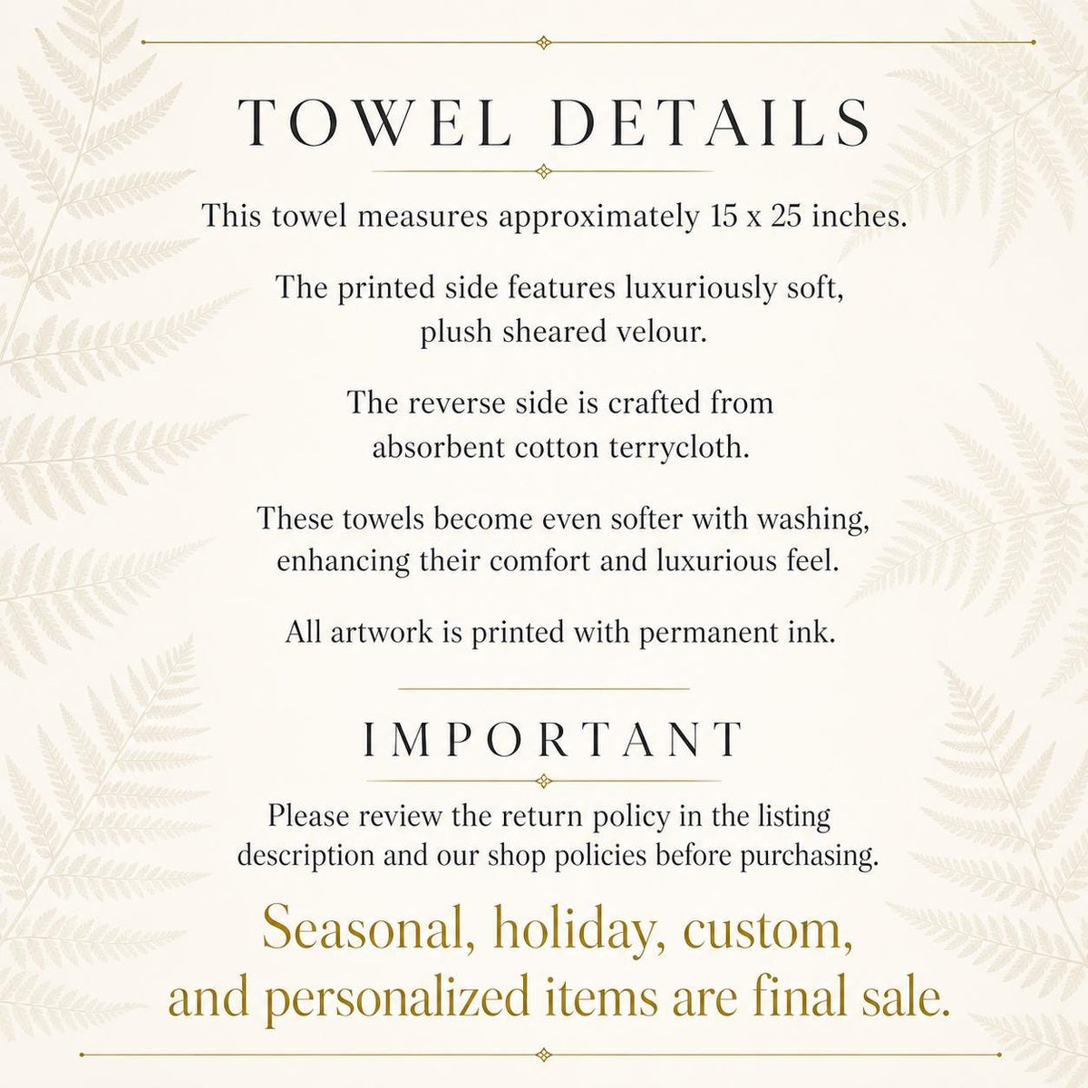 Blue Gold Botanical Hand Towel, Modern Leaf Bathroom Decor, Elegant Guest Bath Accent