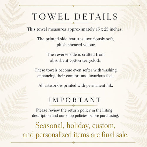 Blue Gold Botanical Hand Towel, Modern Leaf Bathroom Decor, Elegant Guest Bath Accent