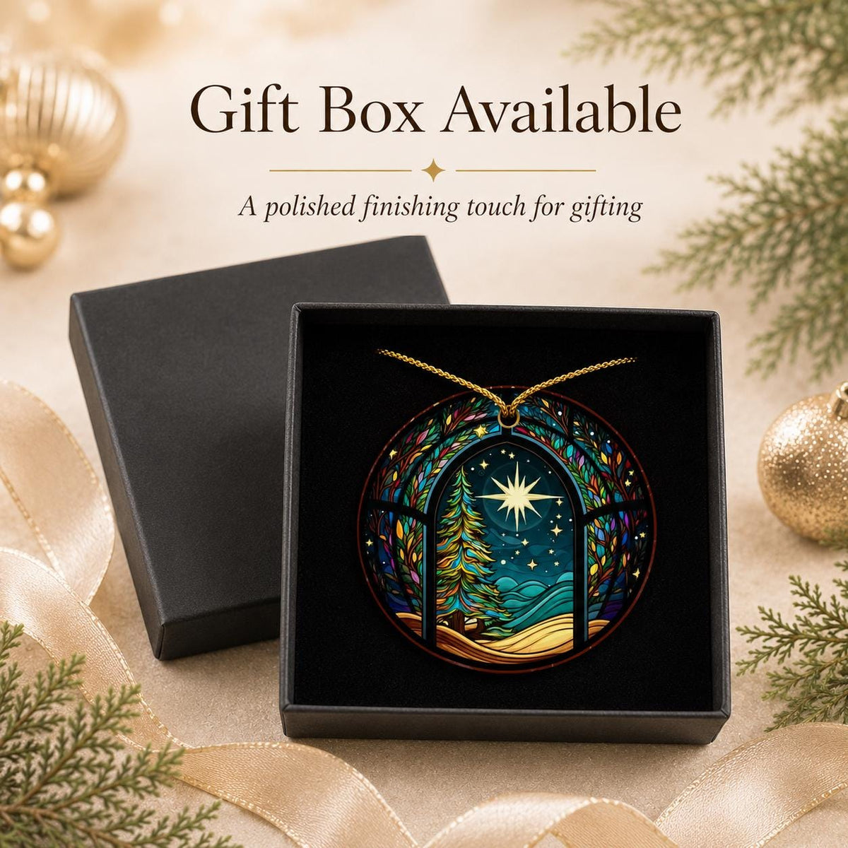 Starry Winter Ceramic Ornament, Leaded Glass Inspired Holiday Keepsake
