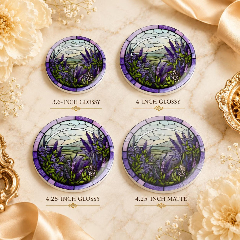 Lavender Ceramic Coaster, Purple Floral Drink Mat, Art-Glass-Inspired Garden Table Decor