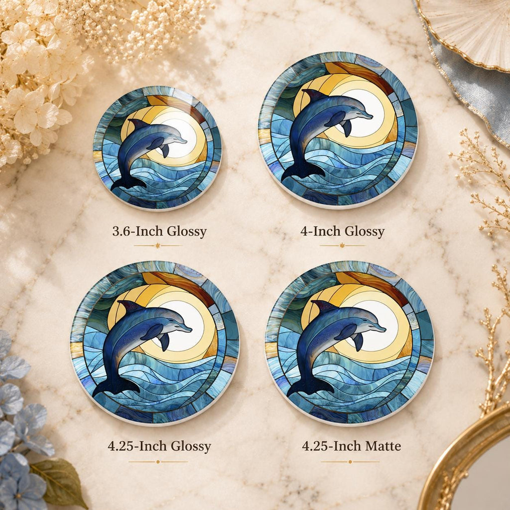 Dolphin Ceramic Coaster, Coastal Ocean Decor, Nautical Beach House Gift