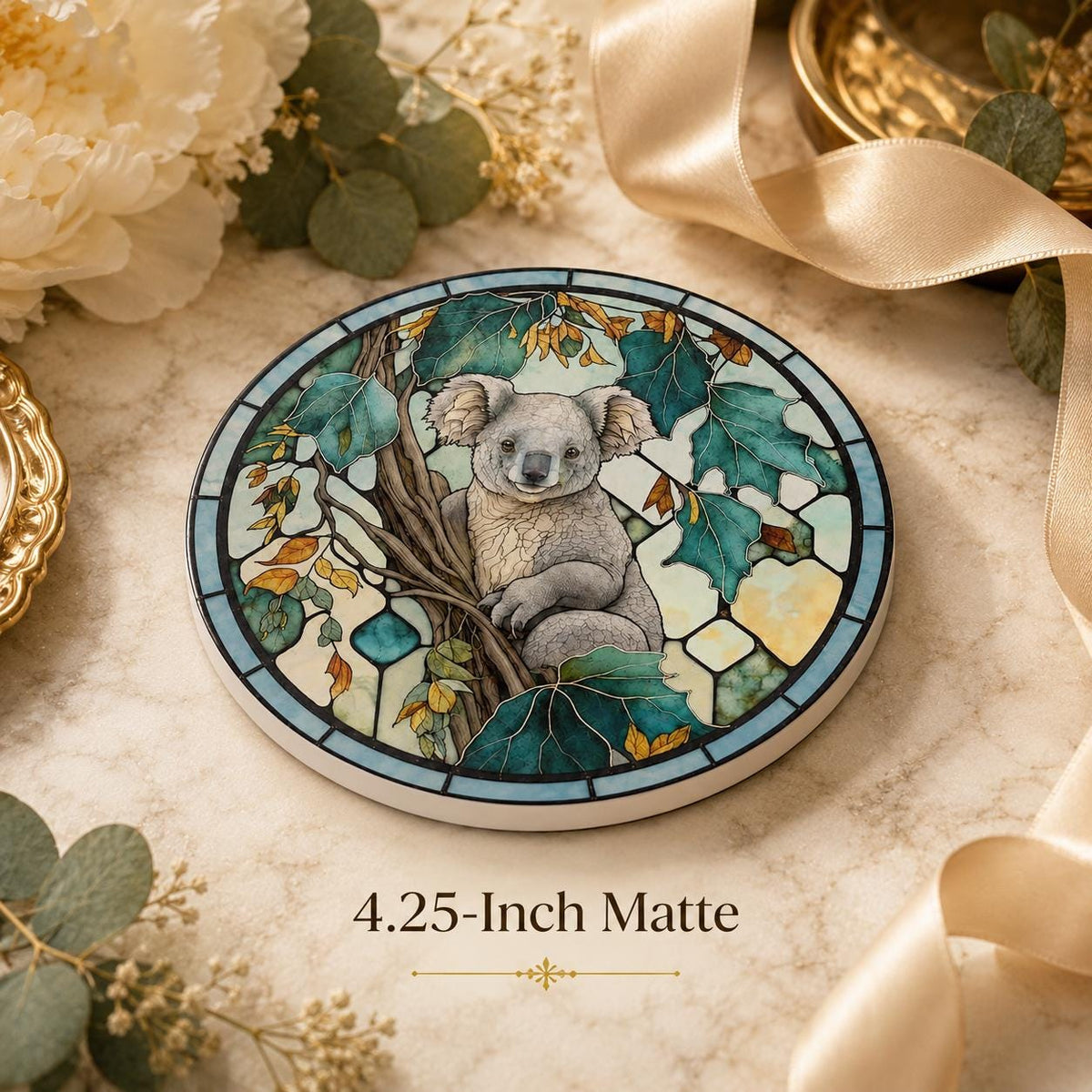 Koala Ceramic Coaster, Australian Wildlife Drink Tile, Animal Lover Gift